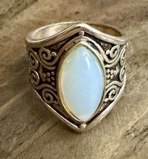 Marquis Moonstone Sterling Silver Ring Size 7.5 