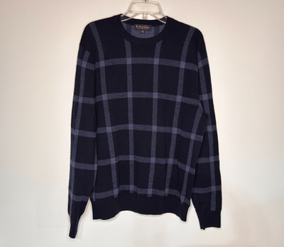 Brooks Brothers Blue Extra Fine Merino Wool Sweater Men Size L