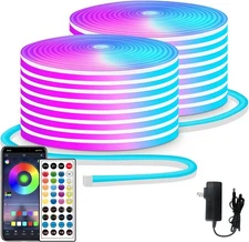 100ft LED neon Lights with Remote APP Control 100ft, RGB (Red, Green, Blue) 