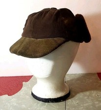 Brown Corduroy Hat 1940s Boys Flap Earmuffs Drowning Victim Thrashed Prop Vtg