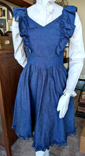 Vtg 80s GUNNE SAX by Jessica McClintock Denim ruffle Dress Sz 9 USA READ