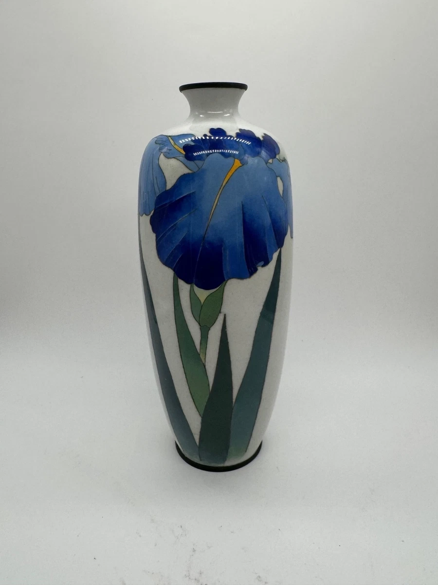 蓝色景泰蓝日本古董花瓶| eBay