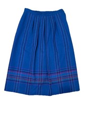 Vintage 80s Pendleton Virgin Wool Midi Skirt Blue Purple Plaid Sz 12 Old Money