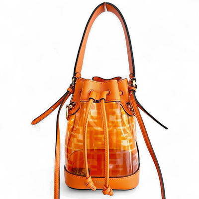 FENDI Mon Tresor Zucca Orange Pvc Vinyl Bucket Bag Drawstring Bag