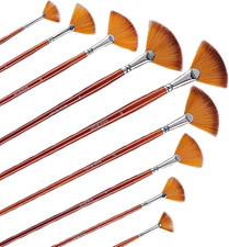 Fan Paint Brush Set, 9PCS Nylon Fan Brushes for Acrylic, Oil Watercolor