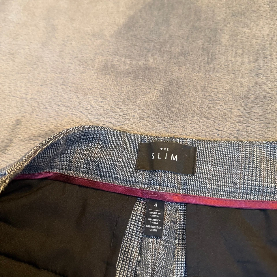 White House Black Market The Slim Plaid Flare Pants Women's Size 4 Gray Business - Image 2 of 4