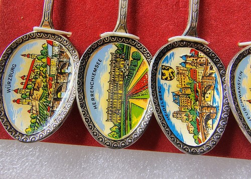 Juego de cucharas de recuerdo vintage - Alemania (6 piezas, plateadas, 12,5 cm) - Imagen 3 de 4