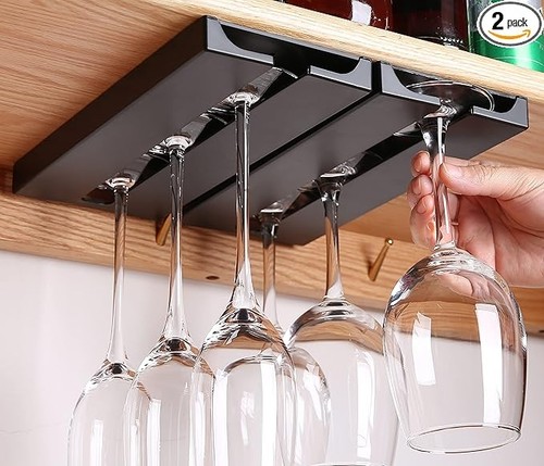 Confezione 2 Bicchieri Vino Sotto Ripiano o Armadio Punch Porta Bicchieri Vino Plastica NUOVO - Foto 4 di 7