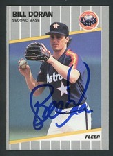 Bill Doran Signed Auto 1989 Fleer Houston Astros Card #357