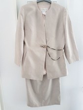 BARBARA BUI Designer Zweiteiler Anzug 100% Leinen Farb Beige Gr.42 (36 -38) G176