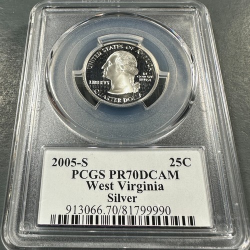 2005-S 25C West Virginia, SILVER PROOF State Quarter, PCGS PR70 DCAM (86030) - Picture 2 of 2