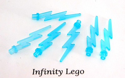 6 LEGO Trans-Light Blue Lightning Wave Angular Single with Bar (27256)  6 Pieces