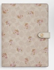 NWT Coach Notebook in Signature Canvas with Floral Print Gold Sand Multi CA058