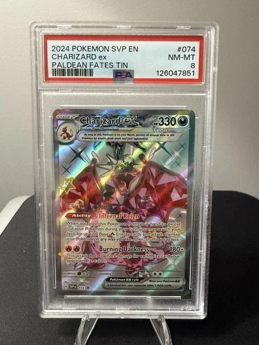 2024 POKEMON SVP EN-SV BLACK STAR PROMO PALDEAN FATES TIN CHARIZARD EX PSA 8 074