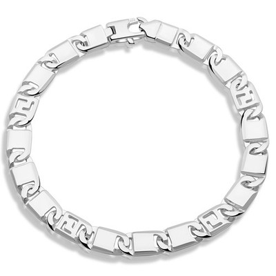 Griechische Panzerkette Armband 7mm Mäander Muster 925er Silber Damen Herren
