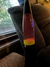 Vintage Pliable Art 101L  2002 Lava Lamp Black w/ Yellow/Pink Light 