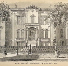 1884 Logan Residence Chicago Engraving Print