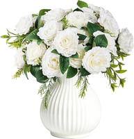 2Er Kunstblumenstrauß KüNstliche Rosen Seidenblumen Weiß Deko