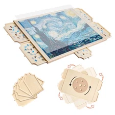 VEVOR 1500 Piece Puzzle Board with Drawer Cover Portable Wooden Jigsaw 34x25 in