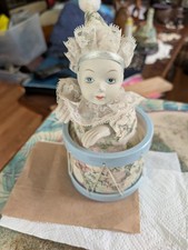 Vintage dancing clown in wind-up drum music box-Send in the clowns