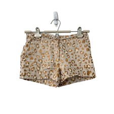 Crewcuts Girls Beige Copper Animal Print Linen Blend Casual Shorts Size 10 NEW