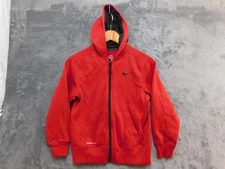 Nike Therma-FIT Hoodie Youth Medium Red Full Zip Swoosh Sweatshirt 546162-673