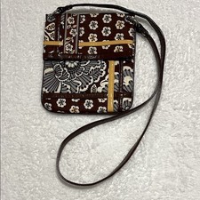 Vera Bradley Slate Blooms Brown Gray Floral Fabric Crossbody Bag Travel