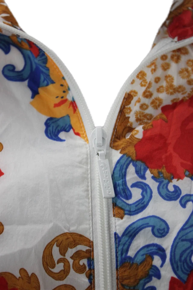 Adidas Women White Floral Windbreaker Jacket High Neck Zip Long Sleeve Size S - Image 4 of 4
