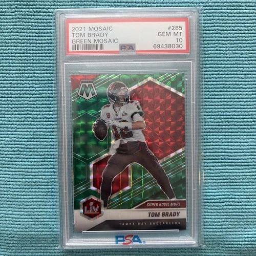 2021 Tom Brady Mosaic Super Bowl Mvp’s LV Green (#285) PSA 10
