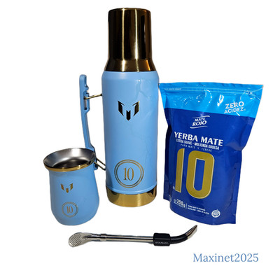 COMBO MESSI X Blue Termo 1.2L Mate System Bombilla Classic Stanley + Yerba 10