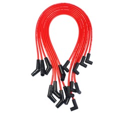 Red Hei Spiral Core Spark Plug Wires For 1965-1985 Big Block Chevy 45 Degree End Red Hei Spiral Core Spark Plug Wires For 1965-1985 Big Block Chevy 45 Degree End