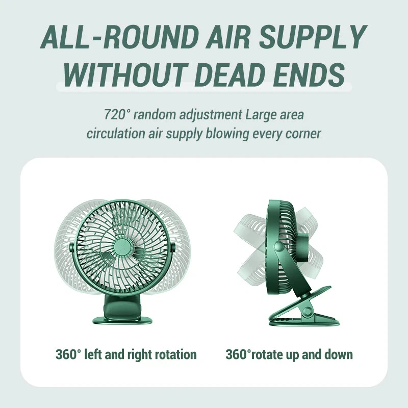 6" USB Desk Clip On Fan Small Air Circulator Portable Cooling Camping Stroller - Image 3 of 4