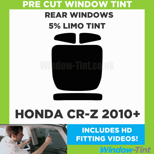 Pre Cut Window Tint for Honda CR-Z 2010+ 5% Limo Black Rear Car Tinting Film - Picture 2 of 10