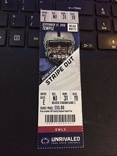 2016 PENN STATE LIONS VS TEMPLE OWLS COLLEGE FOOTBALL TICKET STUB 9/17