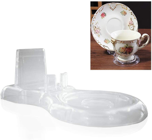 Clear Teacups and Saucer Display Easel Stand Holder,Set of 6