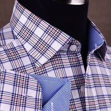 White Checkered Flannel Formal Business Dress Shirt Red Striped Casual Fashion
