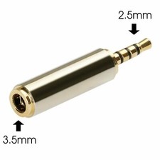 Gold 3.5mm Female to 2.5mm Male Stereo Audio Headphone Jack Adapter Converter
