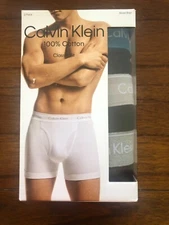 Calvin Klein 3 Pack Cotton Stretch Boxer Briefs in Black.  XXL  RP $42.50