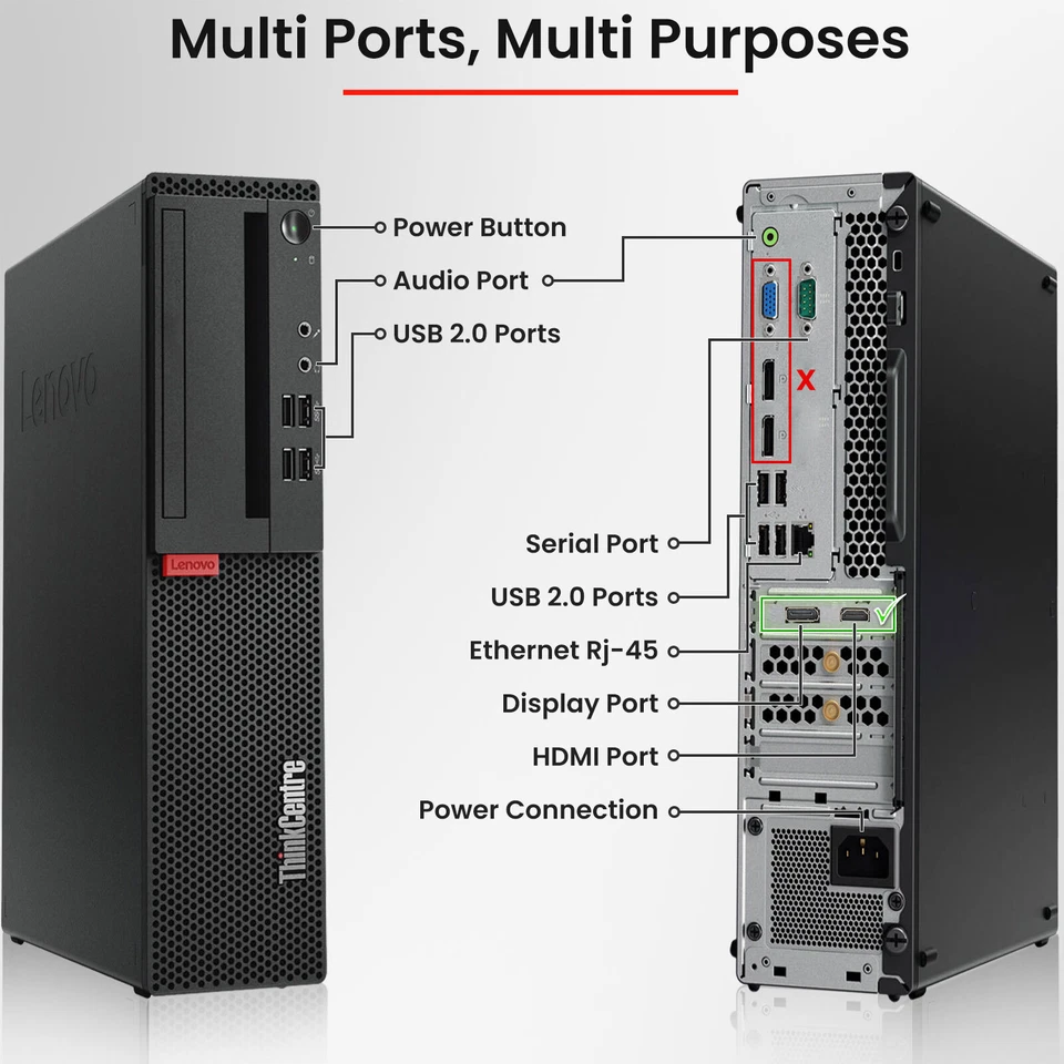 Lenovo SFF Desktop Gaming PC i5-7th 32GB RAM 2TB SSD HDD 24'' LED GTX Windows 11 - Image 2 of 4