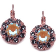 Mariana Painted Lady Rose Gold Earrings Yellow AB  Grey Crystal Flower 1121 NWT