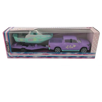 Toyota Hilux with Boat SR5 Majorette Pink Drivez Trailer Box
