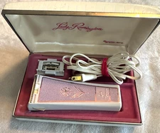 Vtg Lady Remington Electric Shaver Razor w/Case Purple Floral working Movie prop