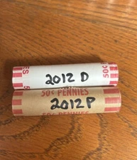 2012-P&D Lincoln Shield Cent Penny 2-50 Coin rolls Uncirculated roll