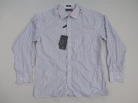 Peter England Men's Striped Dress Shirt White/purple Size 17.5 25 Peter England Men's Striped Dress Shirt White/purple Size 17.5 25