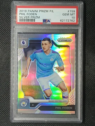 Phil Foden 2019 Panini Prizm EPL Silver Refractor PSA 10 Manchester City