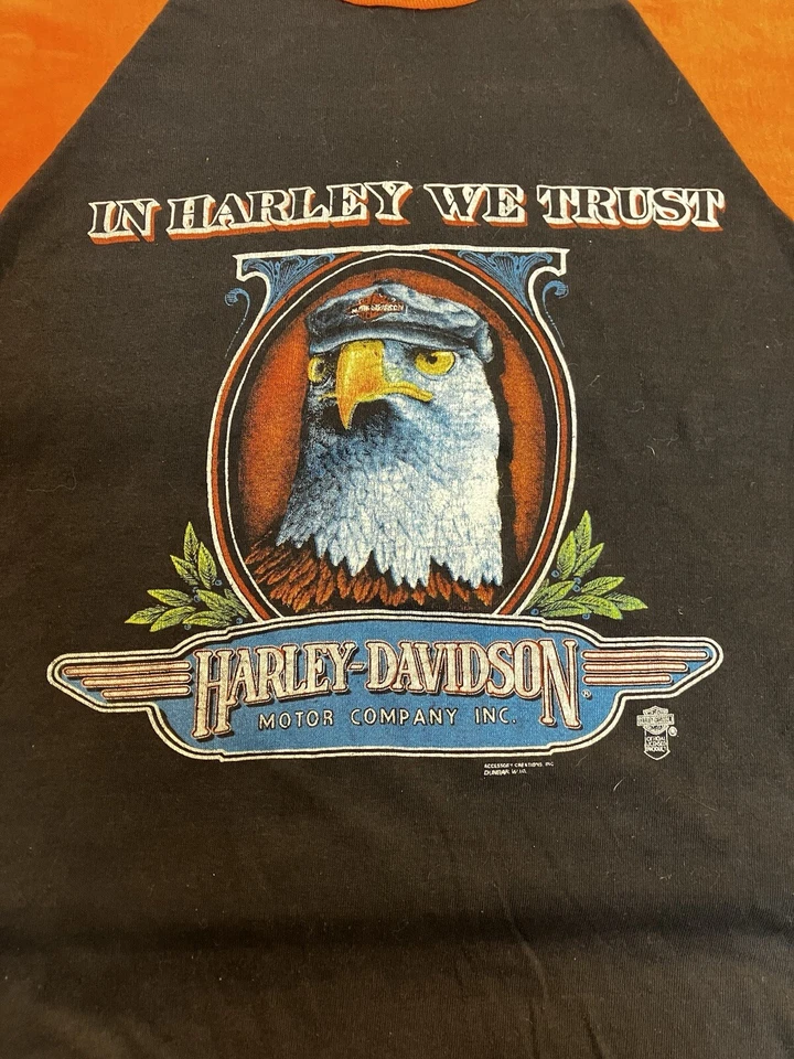 70-е подлинные очень редкие винтажные Harley Davidson джерси стиль, 3-D эмблема футболка  - Изображение 2 из 4