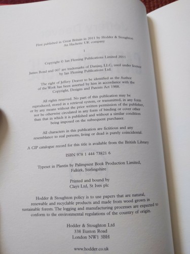 James Bond New Carte Blanche SIGNED 1st Ed. J Deaver Only 1500 Rare Collectors - Picture 3 of 3
