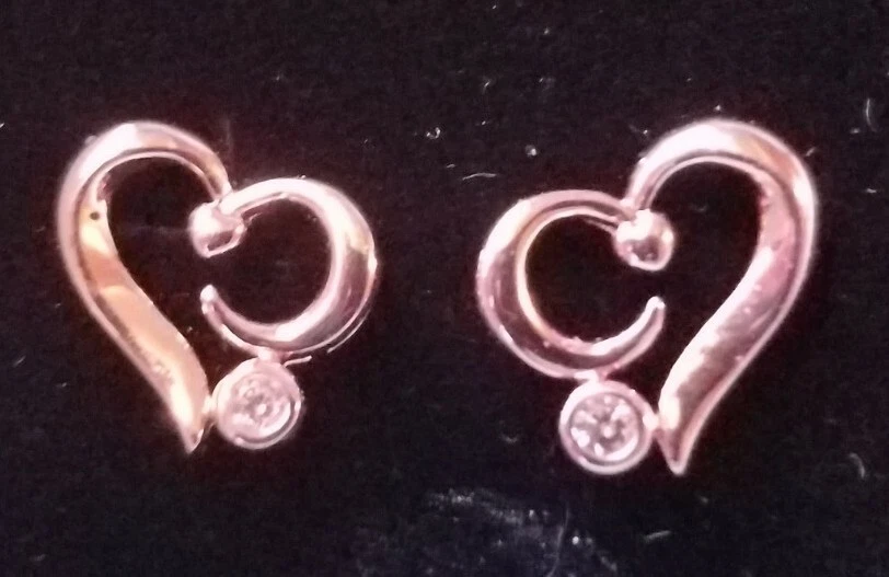 NUEVO Pendientes Italina para mujer enchapados en oro rosa corazón aretes de moda Foto 2 de 3