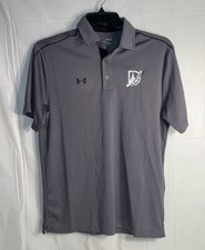 Under Armour Men's Golf Polo Shirt Gray Short Sleeve Loose Fit Heat Gear Sz M