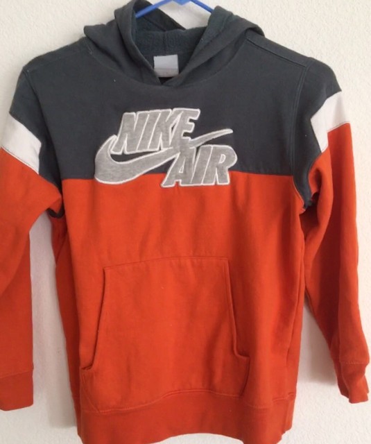 Vintage Nike Air Sweatshirt Hoodie Boys Size M (10-12) Orange Gray ...